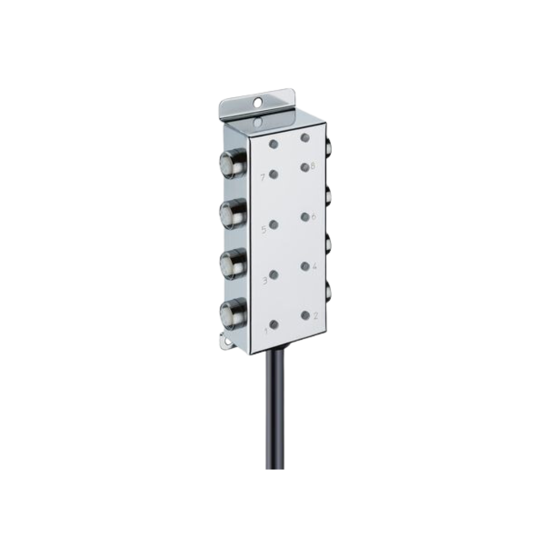 8 ports M12 Actuator  Sensor Distribution Box Stainless Steel with Led and Cable